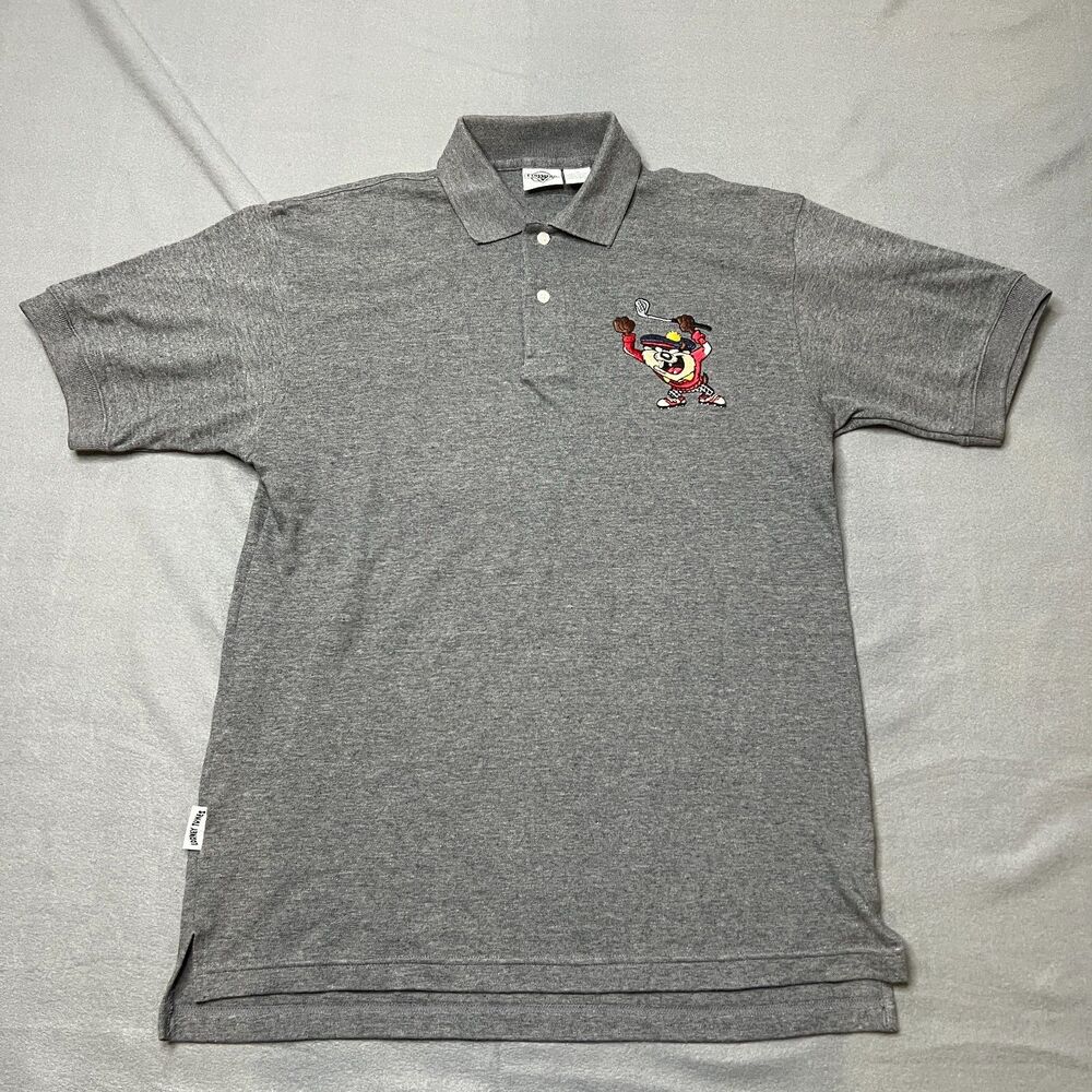Vintage Taz Looney Tunes Golf Polo Shirt Men's M Gray Cotton Acme Clothing Co